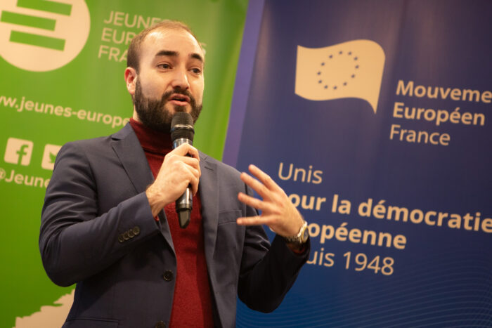 Hervé Moritz, président du Mouvement Européen - France, prend la parole à l'occasion de l'événement de présentation du manifeste.